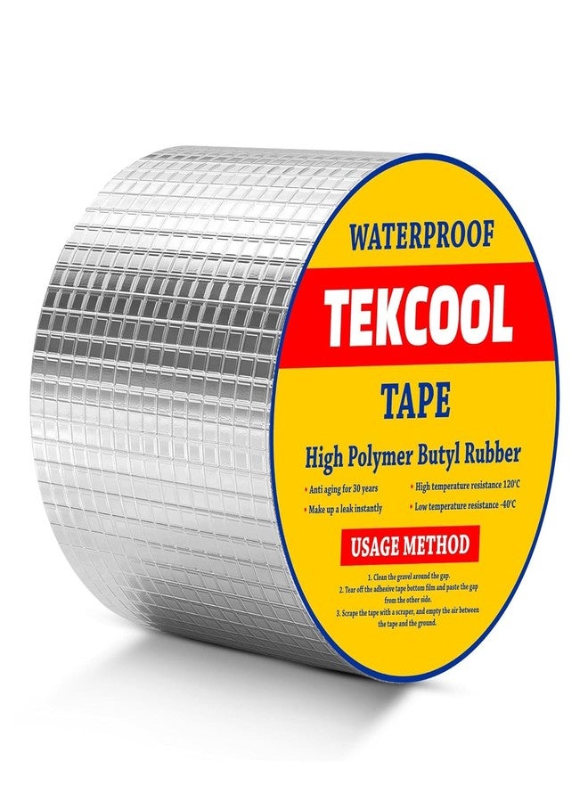 TEKCOOL شريط لاصق قوي للغاية مقاوم للماء من TEKCOOL لإصلاح دائم من الألومنيوم والبوتيل ورقائق المطاط، مناسب لتسربات الأسقف، والتشققات السطحية، وفجوات عتبات النوافذ، وسد القوارب، وتجديد المنازل (10 سم × 5 م (عبوة من قطعتين)). - Image 1